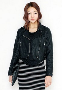 Black biker leather jacket by Haru/YesStyle