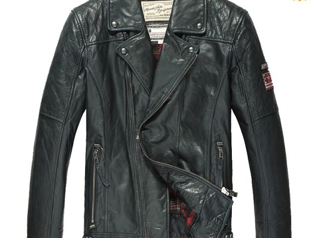 Distressed Leather Motorcycle Jacket Mens