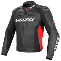 Dainese Racing D1 Leather Jacket - Black / Black / Red